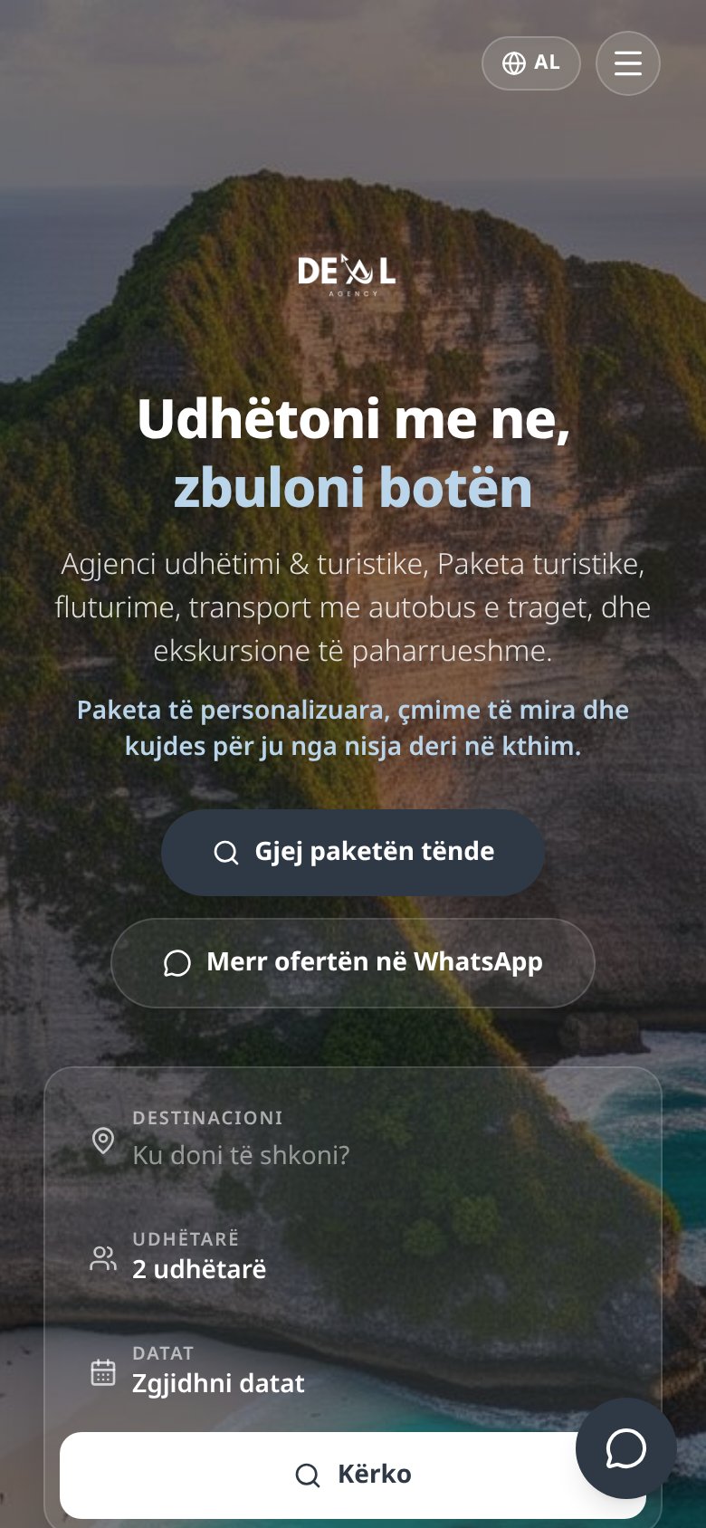 Deal Travel Agency website on a mobile phone